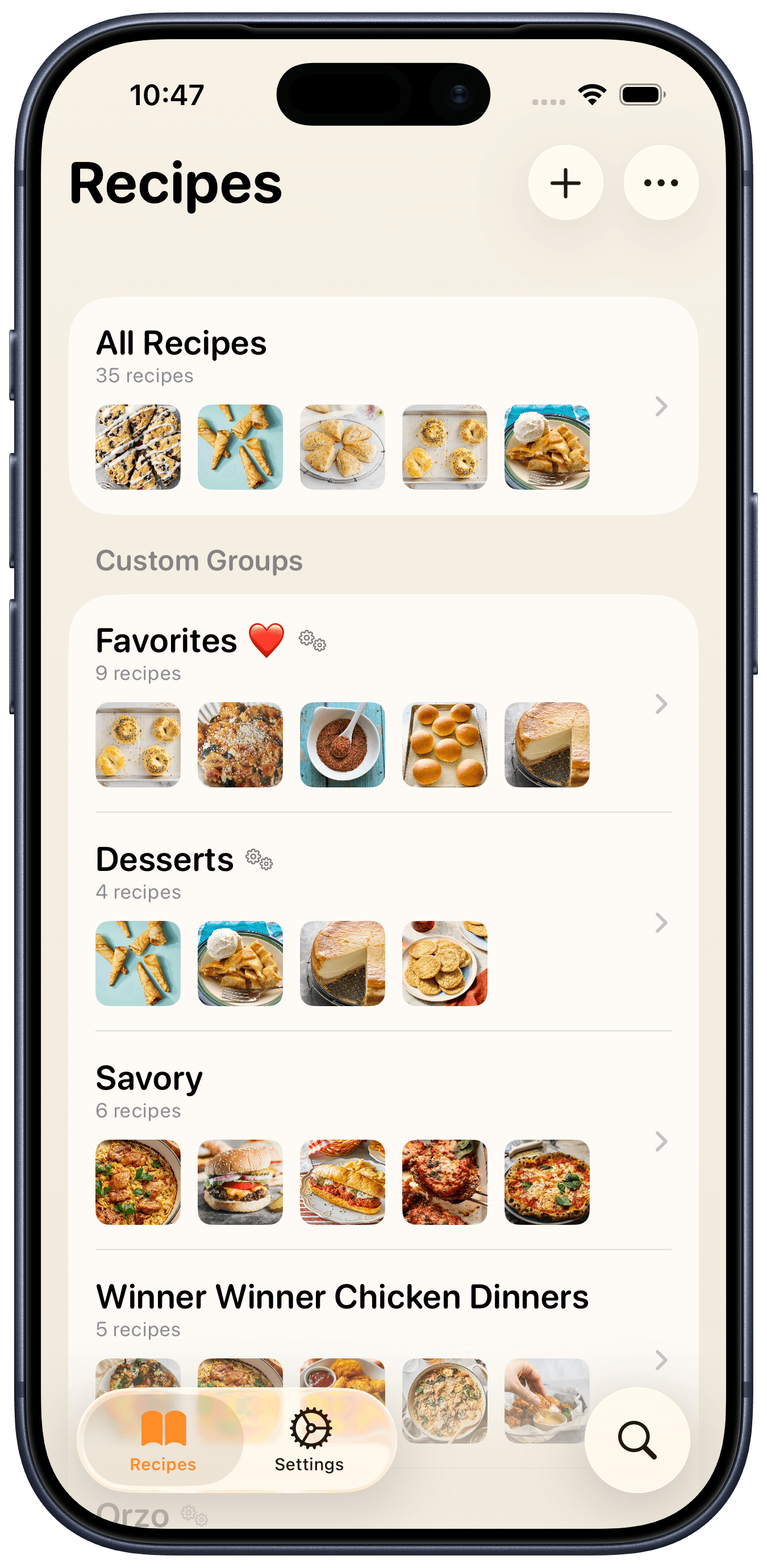 Your recipes, in groups you control