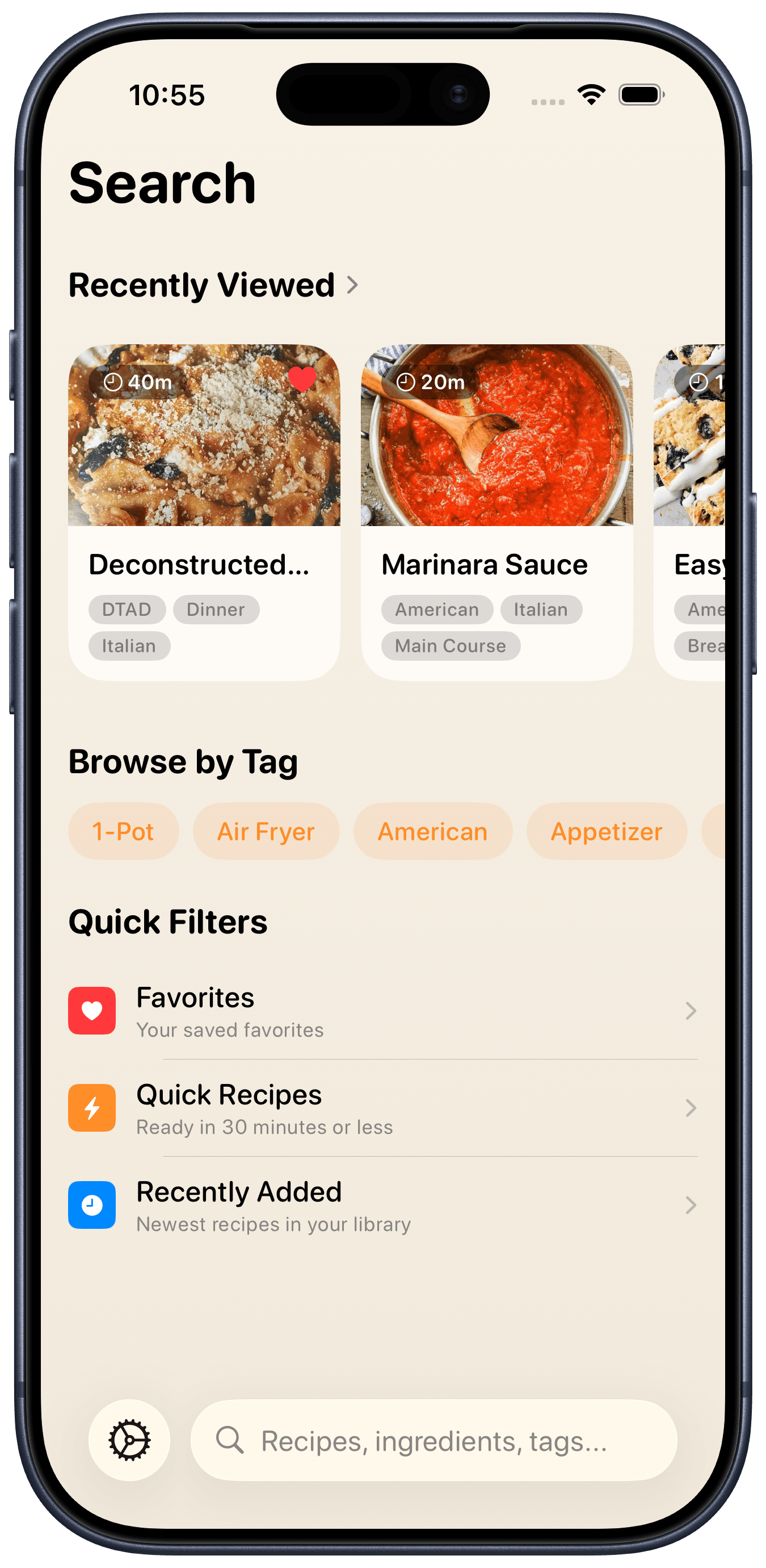 Find any recipe in seconds