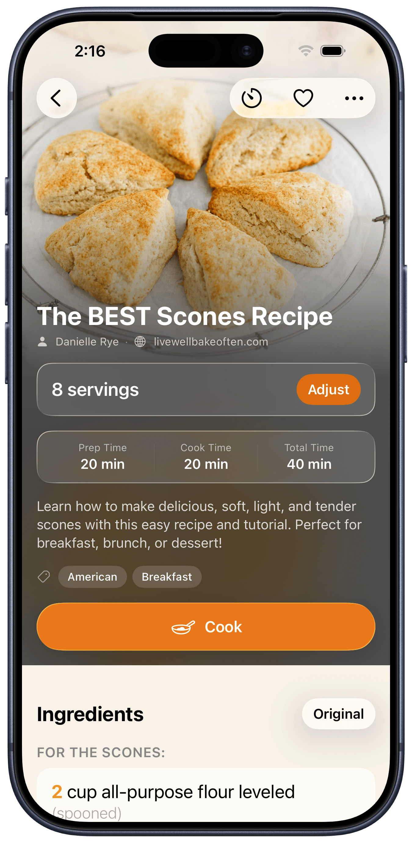 Choosing servings and units for a recipe in Kaycee