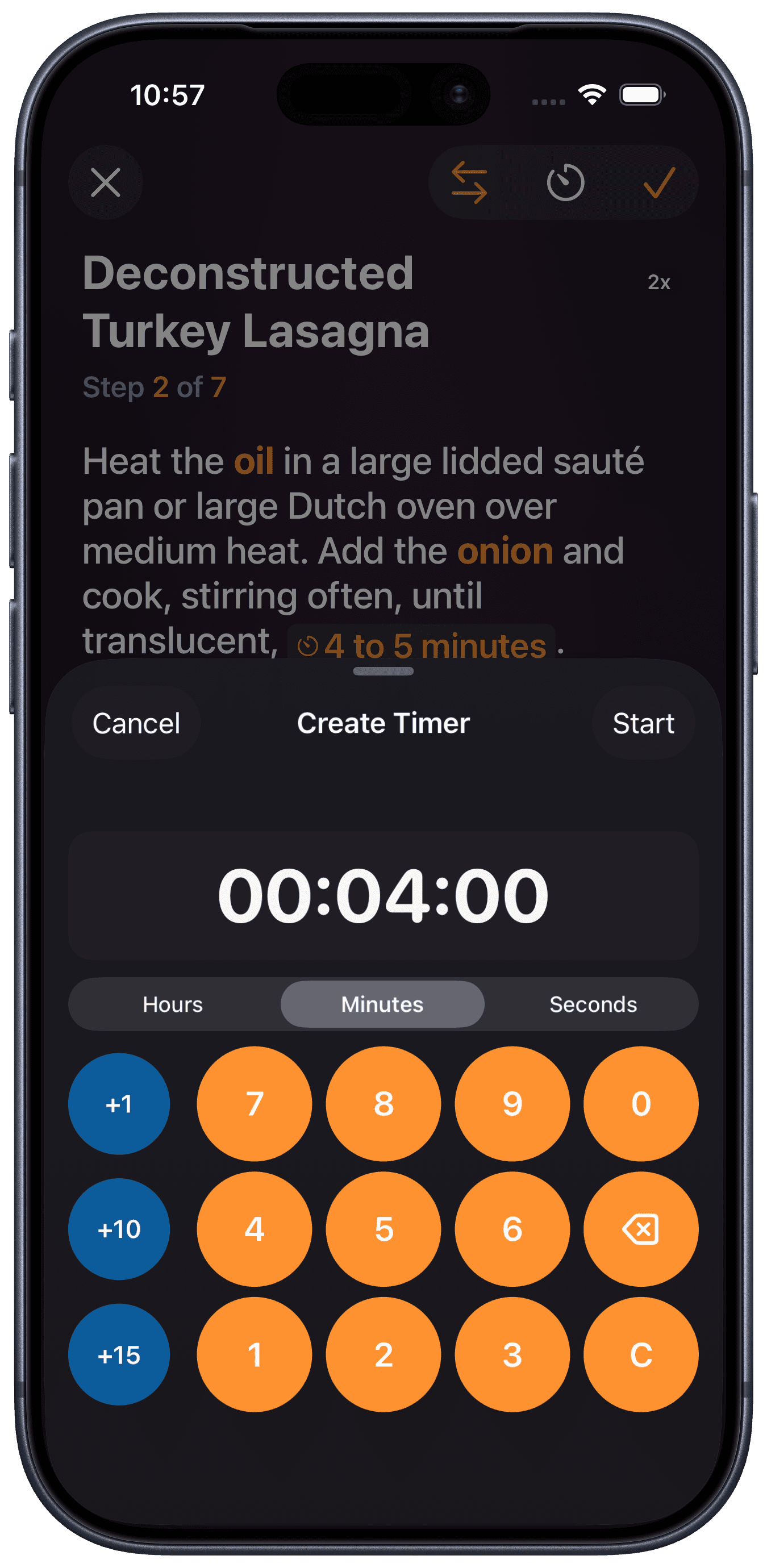 Start timers from the instructions with a tap
